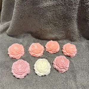 Set of Peonie Shaped Candles in Pink and White
